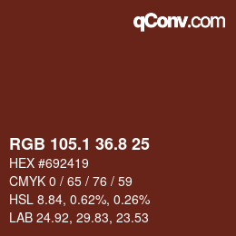 Color code: RGB 105.1 36.8 25 | qconv.com