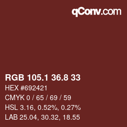 Color code: RGB 105.1 36.8 33 | qconv.com