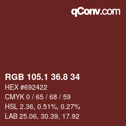 カラーコード: RGB 105.1 36.8 34 | qconv.com