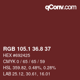 カラーコード: RGB 105.1 36.8 37 | qconv.com