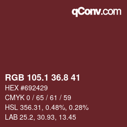 カラーコード: RGB 105.1 36.8 41 | qconv.com