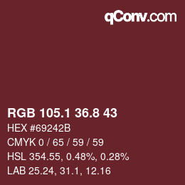 Color code: RGB 105.1 36.8 43 | qconv.com