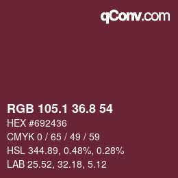 Color code: RGB 105.1 36.8 54 | qconv.com