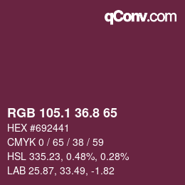 カラーコード: RGB 105.1 36.8 65 | qconv.com