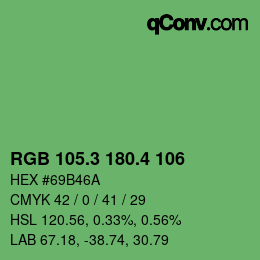 カラーコード: RGB 105.3 180.4 106 | qconv.com