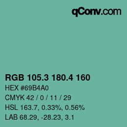 カラーコード: RGB 105.3 180.4 160 | qconv.com