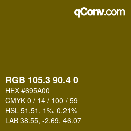 カラーコード: RGB 105.3 90.4 0 | qconv.com