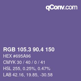 カラーコード: RGB 105.3 90.4 150 | qconv.com