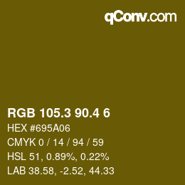 カラーコード: RGB 105.3 90.4 6 | qconv.com
