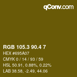 カラーコード: RGB 105.3 90.4 7 | qconv.com