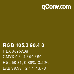 カラーコード: RGB 105.3 90.4 8 | qconv.com