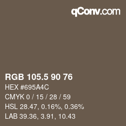Color code: RGB 105.5 90 76 | qconv.com