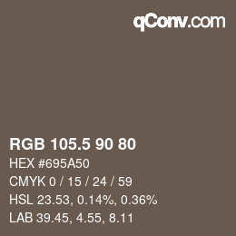Código de color: RGB 105.5 90 80 | qconv.com