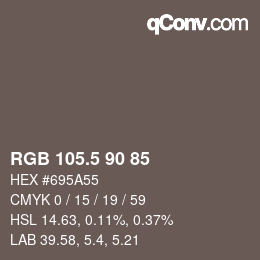 Código de color: RGB 105.5 90 85 | qconv.com