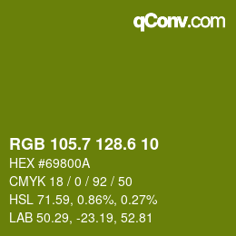 カラーコード: RGB 105.7 128.6 10 | qconv.com