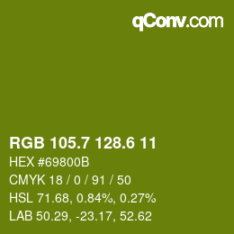 カラーコード: RGB 105.7 128.6 11 | qconv.com