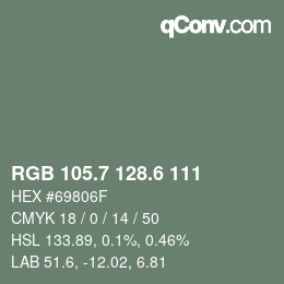 カラーコード: RGB 105.7 128.6 111 | qconv.com
