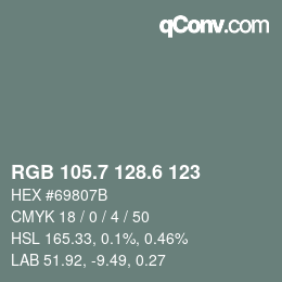 カラーコード: RGB 105.7 128.6 123 | qconv.com