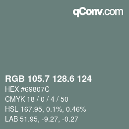 カラーコード: RGB 105.7 128.6 124 | qconv.com