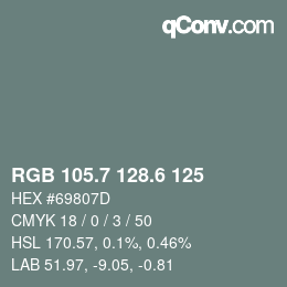 カラーコード: RGB 105.7 128.6 125 | qconv.com