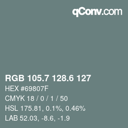 カラーコード: RGB 105.7 128.6 127 | qconv.com