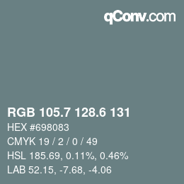カラーコード: RGB 105.7 128.6 131 | qconv.com