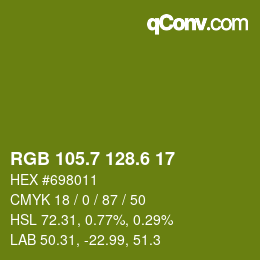 カラーコード: RGB 105.7 128.6 17 | qconv.com