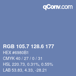 カラーコード: RGB 105.7 128.6 177 | qconv.com