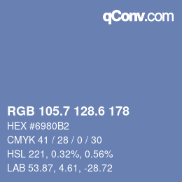 カラーコード: RGB 105.7 128.6 178 | qconv.com