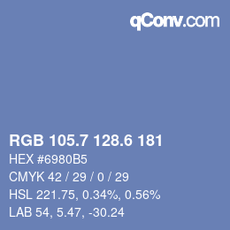 カラーコード: RGB 105.7 128.6 181 | qconv.com