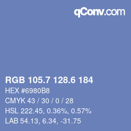 カラーコード: RGB 105.7 128.6 184 | qconv.com