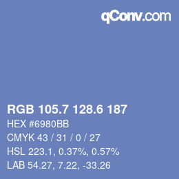 カラーコード: RGB 105.7 128.6 187 | qconv.com
