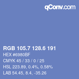カラーコード: RGB 105.7 128.6 191 | qconv.com
