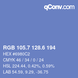カラーコード: RGB 105.7 128.6 194 | qconv.com