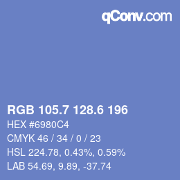 カラーコード: RGB 105.7 128.6 196 | qconv.com