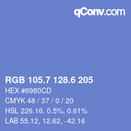 カラーコード: RGB 105.7 128.6 205 | qconv.com