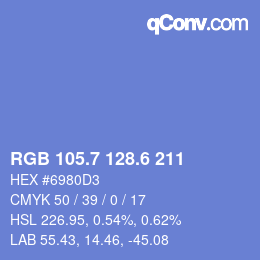 カラーコード: RGB 105.7 128.6 211 | qconv.com