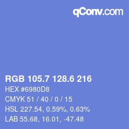 カラーコード: RGB 105.7 128.6 216 | qconv.com