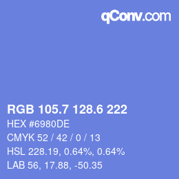 カラーコード: RGB 105.7 128.6 222 | qconv.com