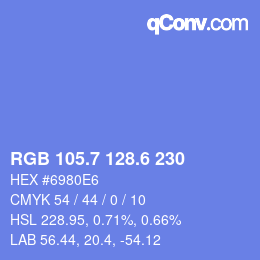カラーコード: RGB 105.7 128.6 230 | qconv.com