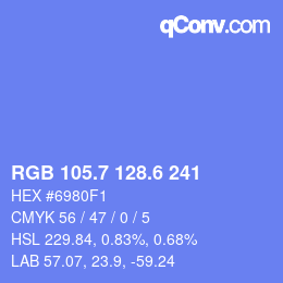 カラーコード: RGB 105.7 128.6 241 | qconv.com