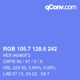 カラーコード: RGB 105.7 128.6 242 | qconv.com