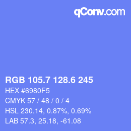 カラーコード: RGB 105.7 128.6 245 | qconv.com