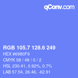 カラーコード: RGB 105.7 128.6 249 | qconv.com