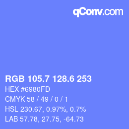カラーコード: RGB 105.7 128.6 253 | qconv.com