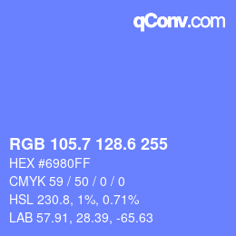 カラーコード: RGB 105.7 128.6 255 | qconv.com