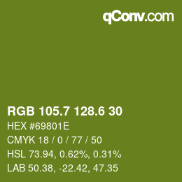 カラーコード: RGB 105.7 128.6 30 | qconv.com