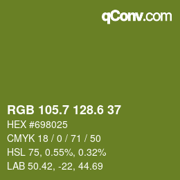 カラーコード: RGB 105.7 128.6 37 | qconv.com
