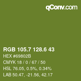 カラーコード: RGB 105.7 128.6 43 | qconv.com