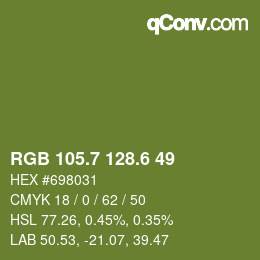 カラーコード: RGB 105.7 128.6 49 | qconv.com